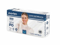 LUVA NITRIL S/PO BRANCA INOVEN (M) C/100